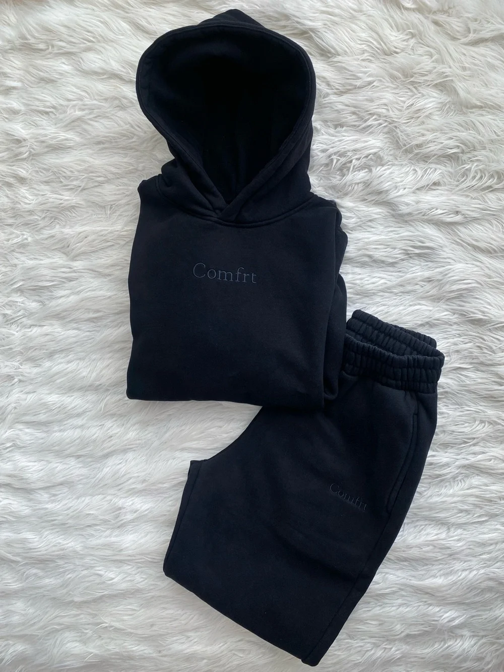 Comfrt | Black Signature Hoodie & Sweatpant Set - Picture 1 of 15